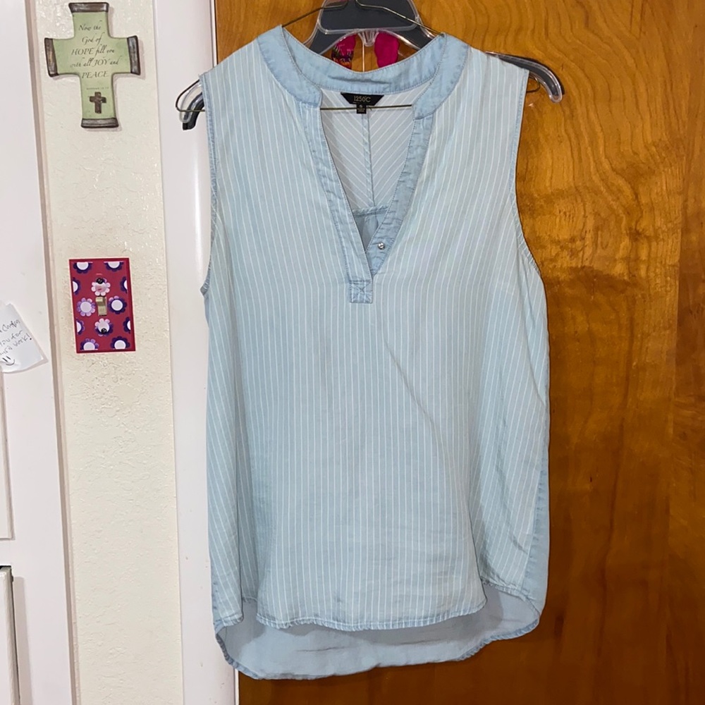 Pinstripe sleeveless blouse